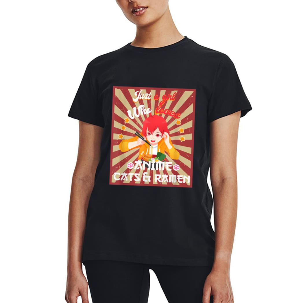 Just A Girl Who Loves Anime & Cats Kawaii Japanese Teen Girl Women T-Shirt