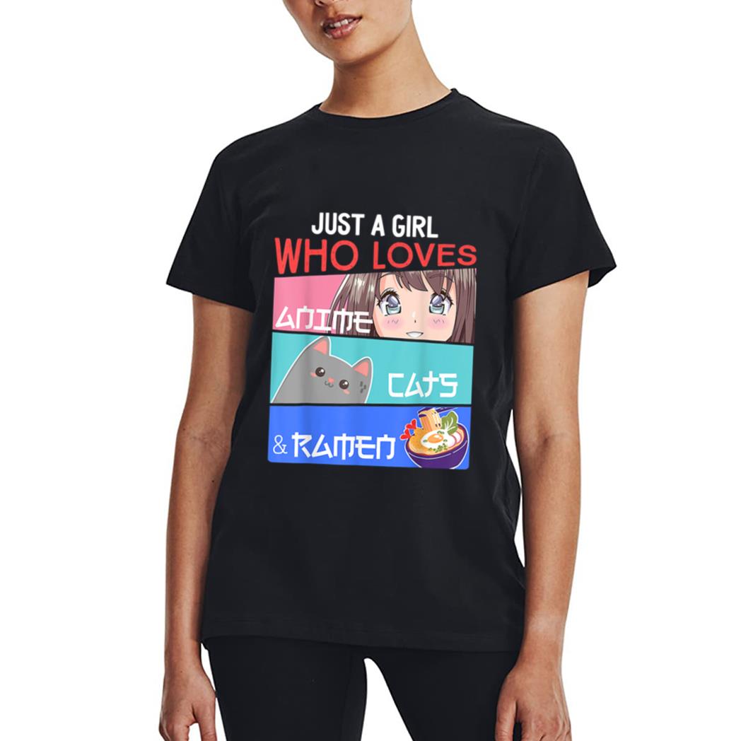 Just A Girl Who Loves Anime Cats, Ramen Lover Kawaii Otaku Women T-Shirt