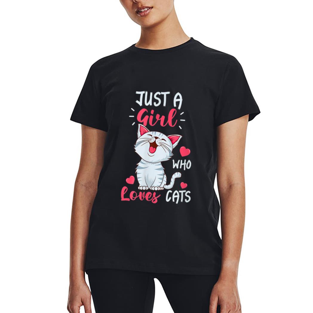 Just A Girl Who Loves Cats  Cute Cat Lover Gifts Women T-Shirt