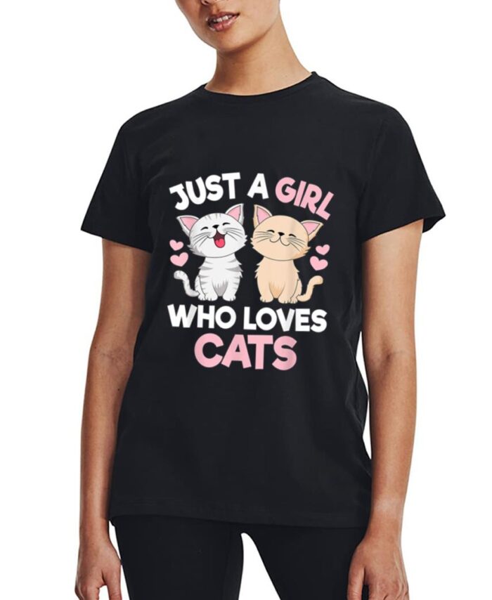 Just A Girl Who Loves Cats Cute Cat Lover Women T-Shirt