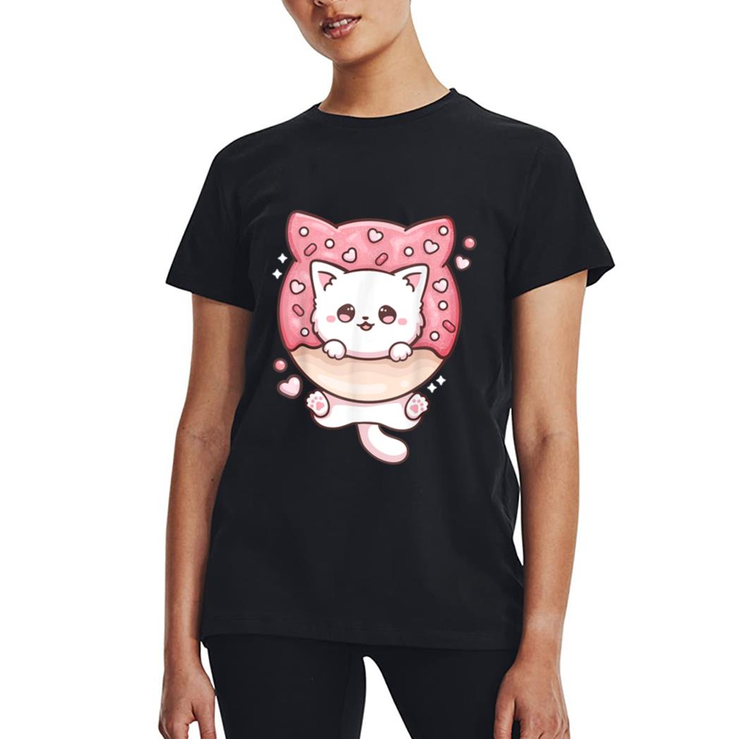 Kawaii Cat Donut Anime Lover Otaku Women T-Shirt