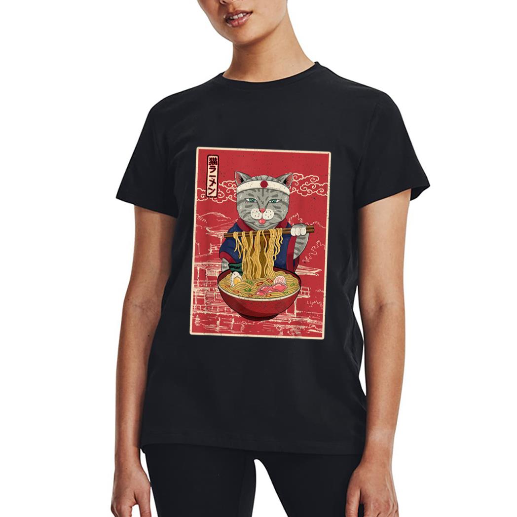 Kawaii Cat Japanese Black Anime Gift Official Teenager Girls Women T-Shirt