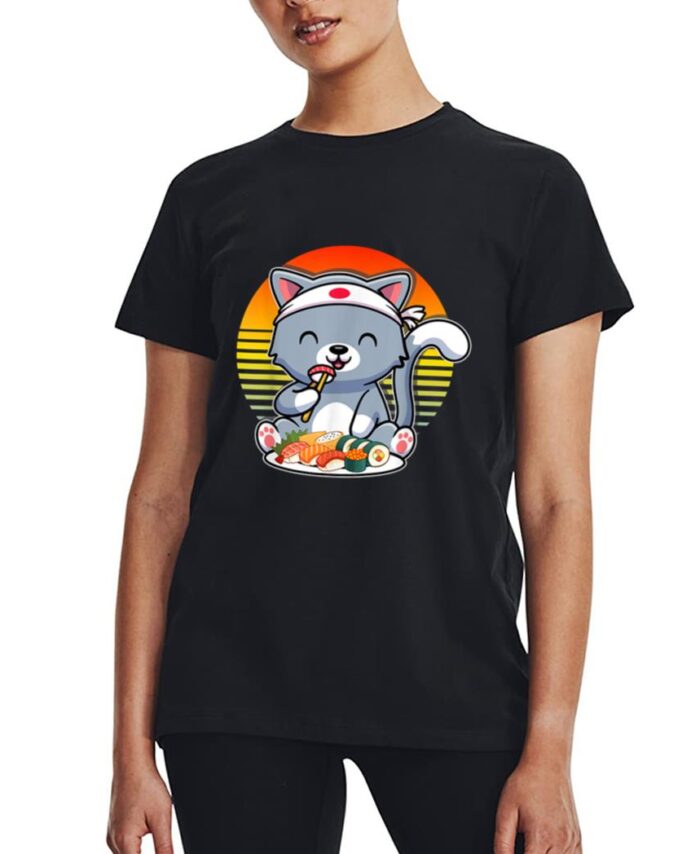 Kawaii Cat Otaku Japanese Sushi Gift Girls Official nager Women T-Shirt