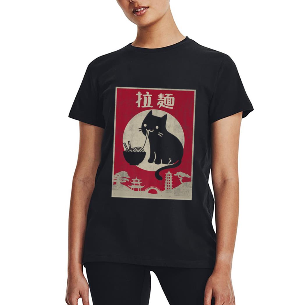 Kawaii Cat Ramen Vintage Anime Japanese Food Girls Boys Teen Premium Women T-Shirt
