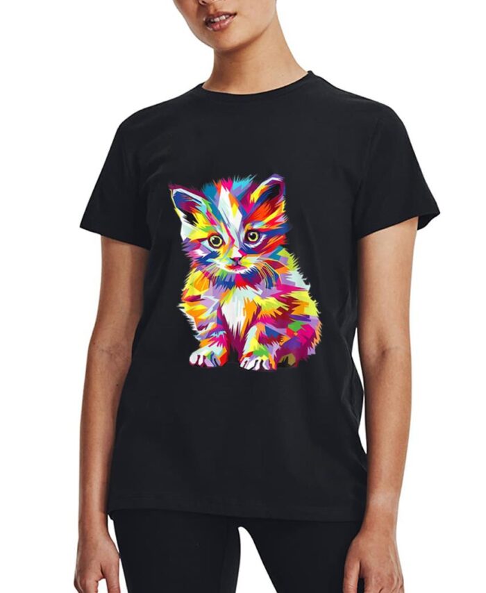 Kitten Colorful Art Gifts Cute Cat Gift For Kitten Lovers Women T-Shirt
