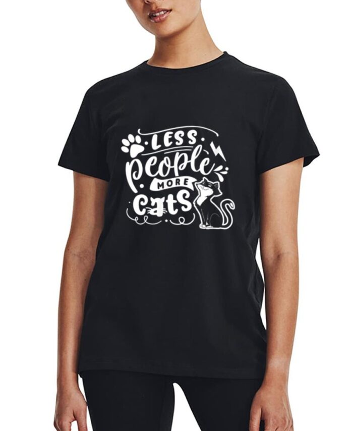 Less People More Cats Anti Social Cat Lover Gift Women T-Shirt