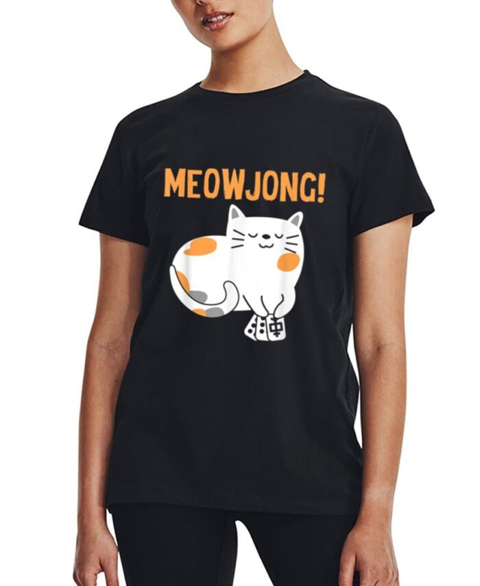 Mahjong Cat Player Board Game Mah-Jongg China Solitaire Women T-Shirt