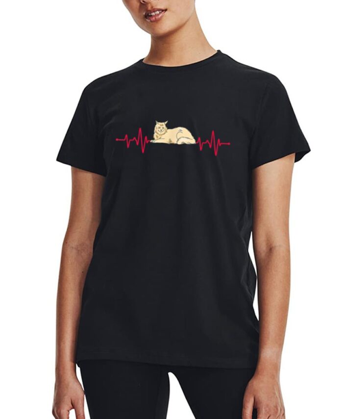 Maine Coon Cat Heartbeat Women T-Shirt