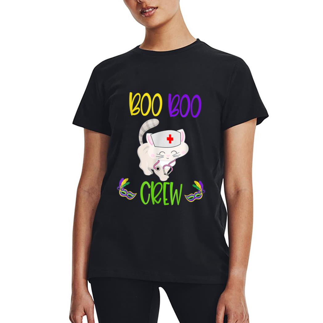 Mardi Gras Boo Boo Crew Nurse Cat Funny For Nurses Gifts Women T-Shirt
