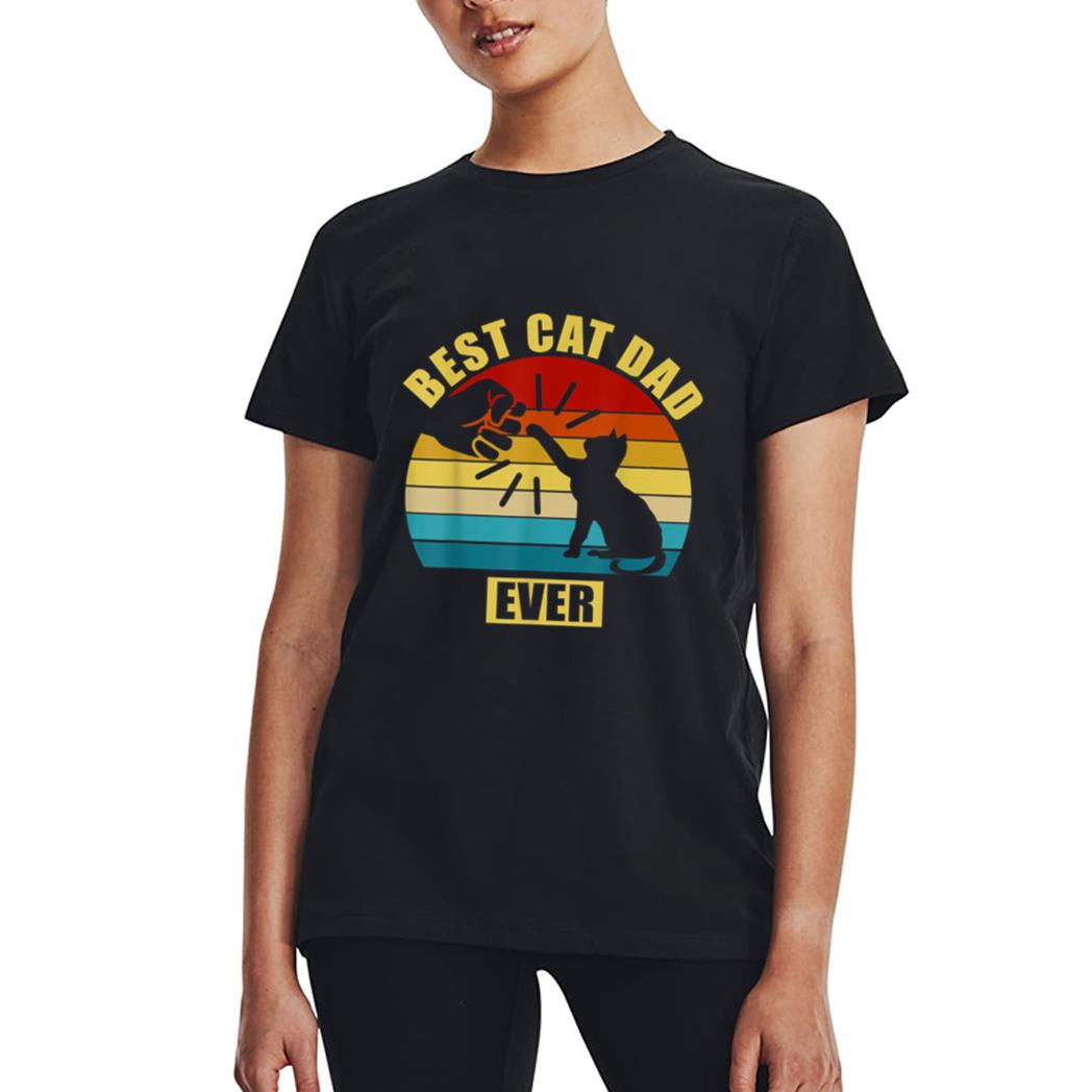 Mens Retro Vintage Best Cat Dad Ever Fist Bump Women T-Shirt