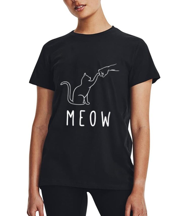 Meow Cat  Meow Kitty Funny Cats Mom And Cat Dad Cat Paw Women T-Shirt