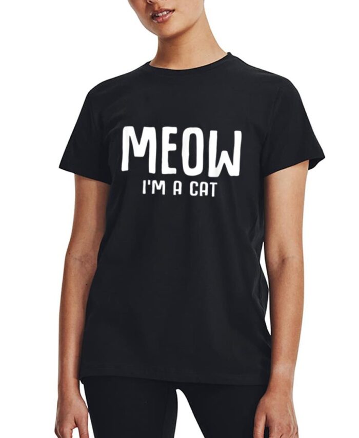 Meow I M A Cat Funny Lazy Halloween Costume Women T-Shirt
