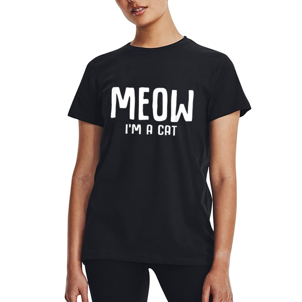 Meow I M A Cat Funny Lazy Halloween Costume Women T-Shirt