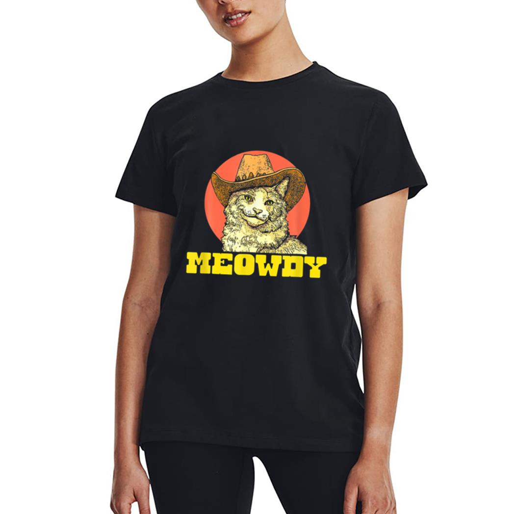 Meowdy Funny Classic Country Cowboy Cat Western Vibe Women T-Shirt