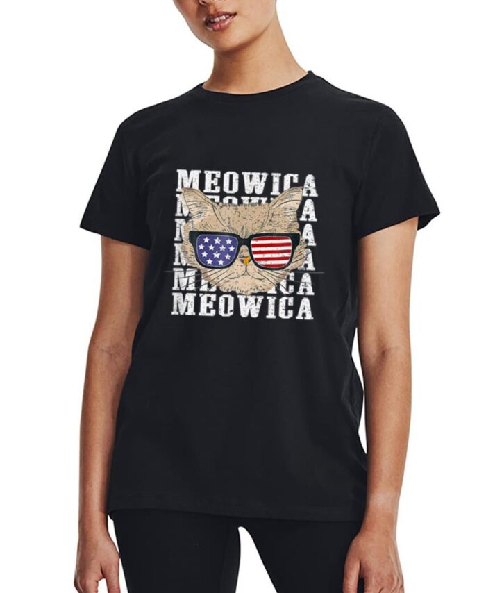 Meowica 4H Of July Kitty Cat For Men Boy Girl Women T-Shirt