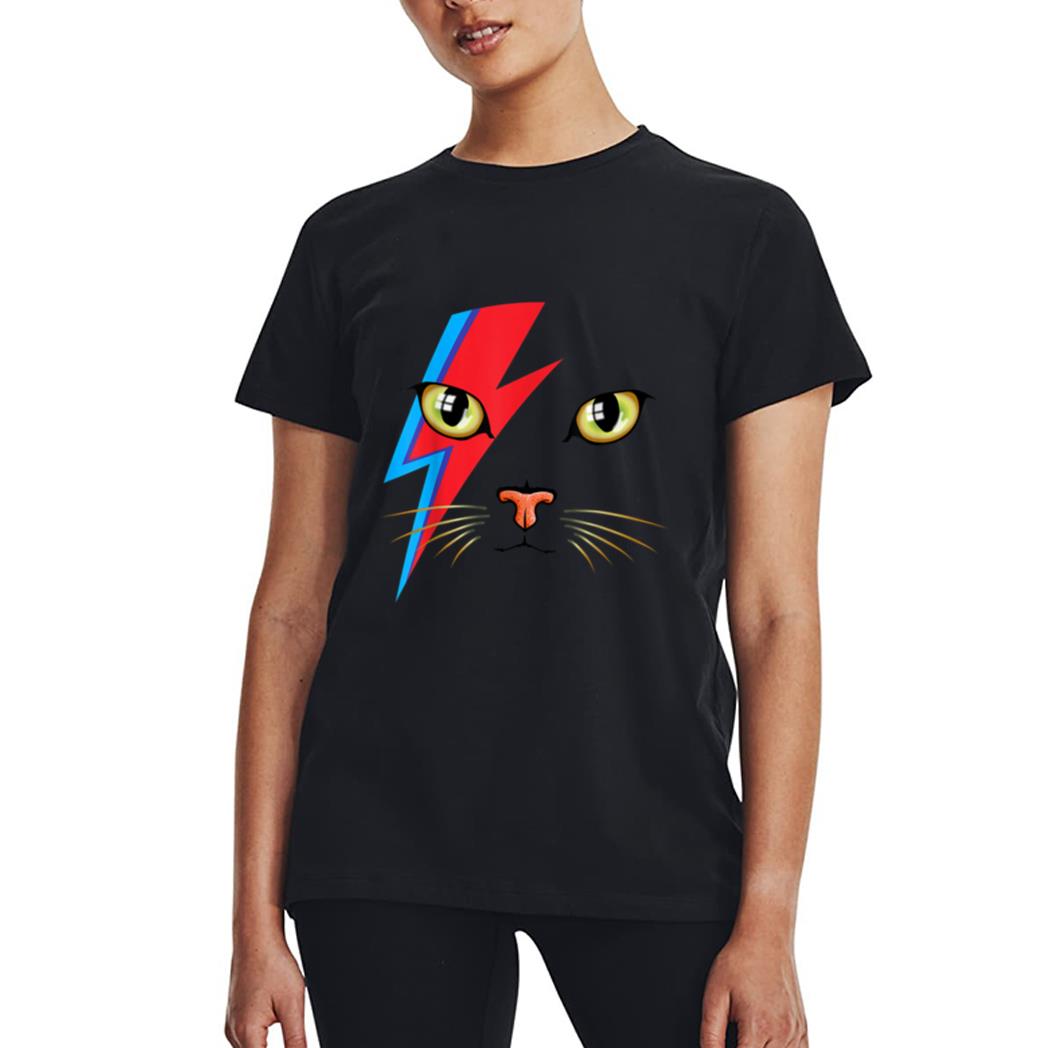 Meowie Bowie Cat Retro Kitty Cat Funny Glam Rock Music Women T-Shirt