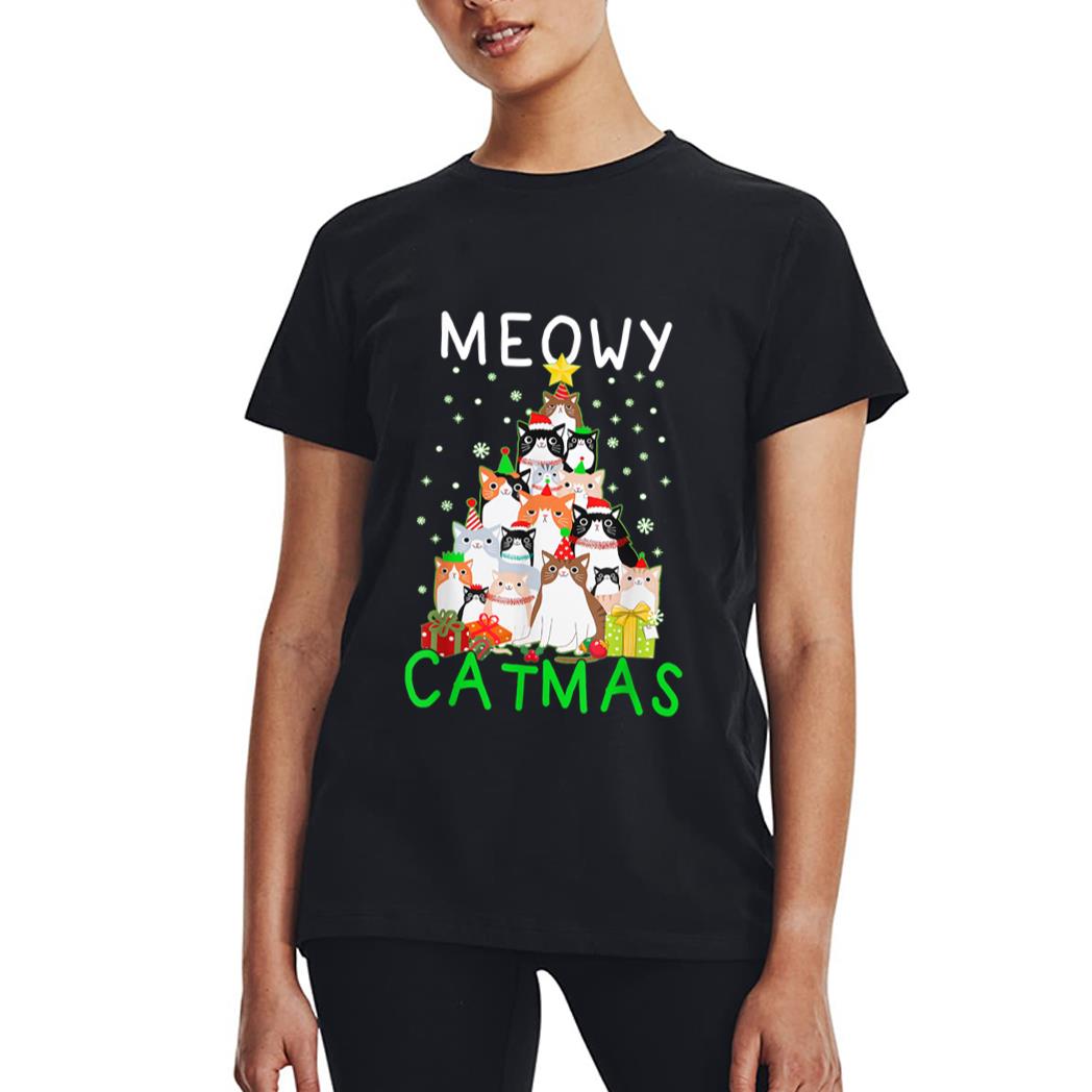 Meowy Catmas Cat Christmas Tree Xmas Women T-Shirt