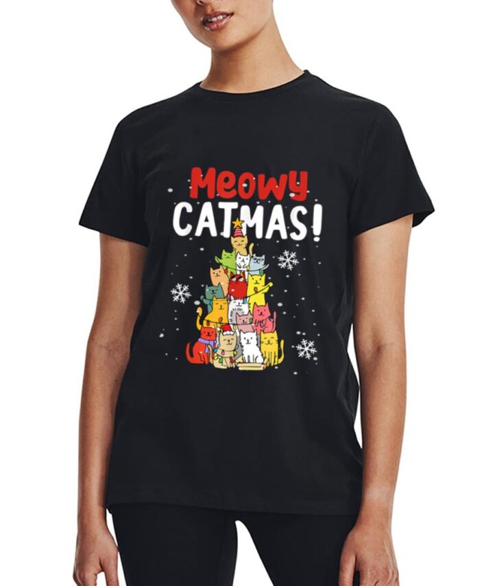 Meowy Catmas Christmas Cat Women T-Shirt