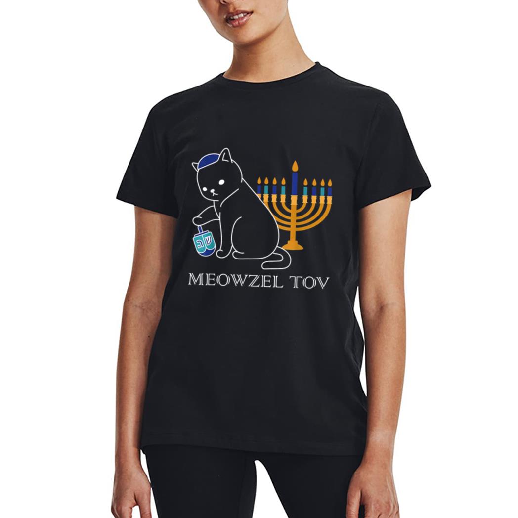 Meowzel Tov  Cute Cat Mazel Tov Menorah Funny Hanukkah Women T-Shirt