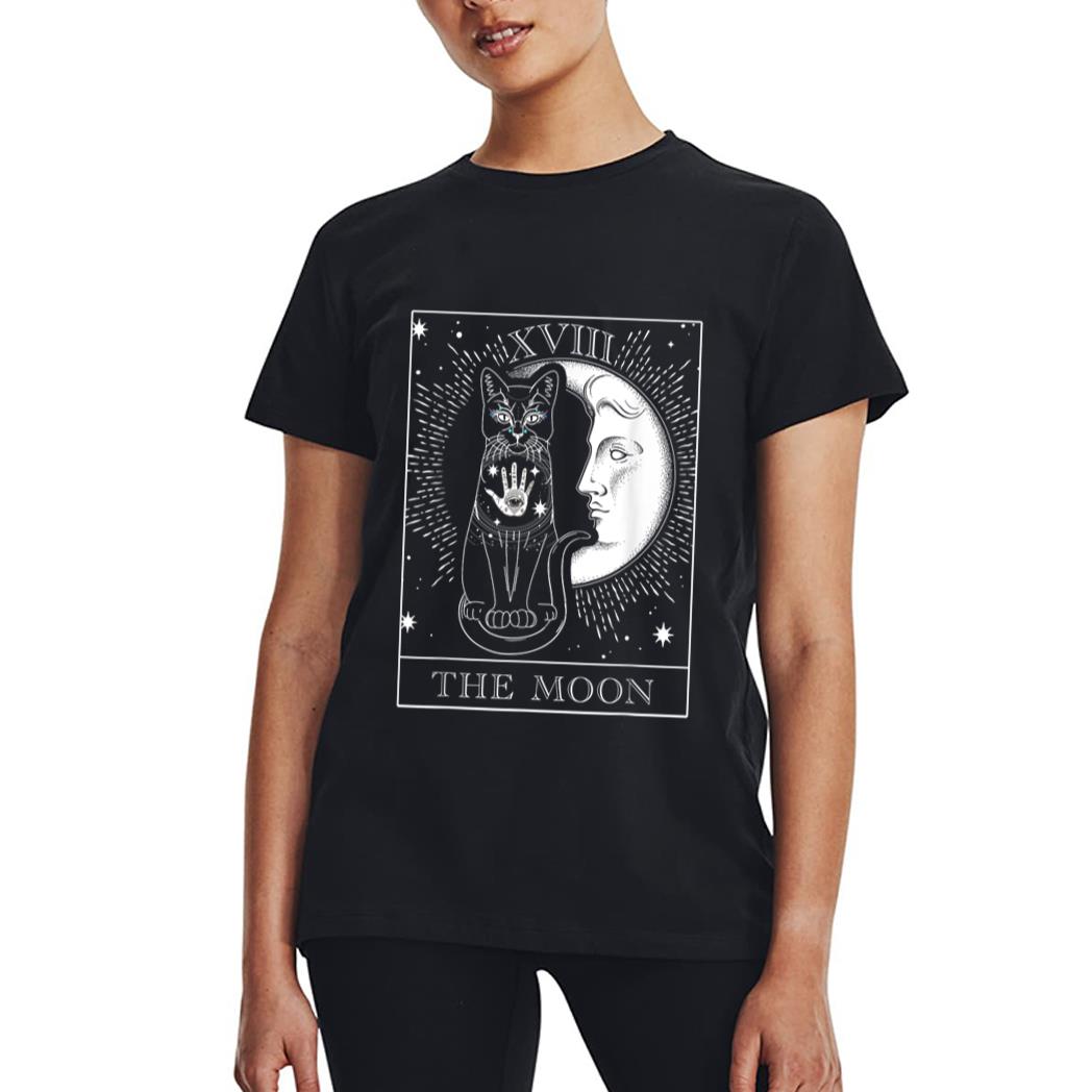 Moon Tarot Card and Cat Occult Graphic Women T-Shirt
