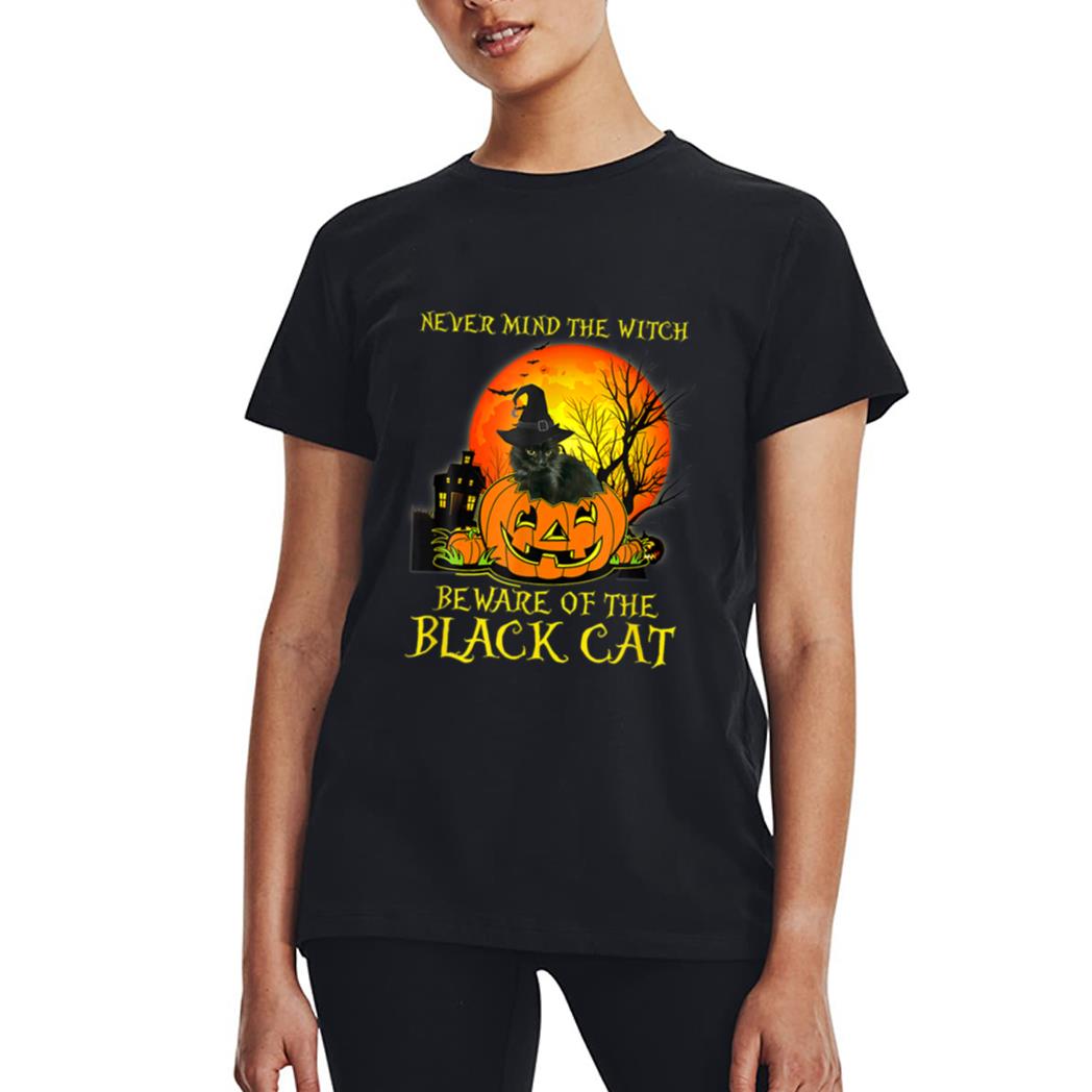 Never Mind A Witch Beware Of He Black Cat Halloween Women T-Shirt