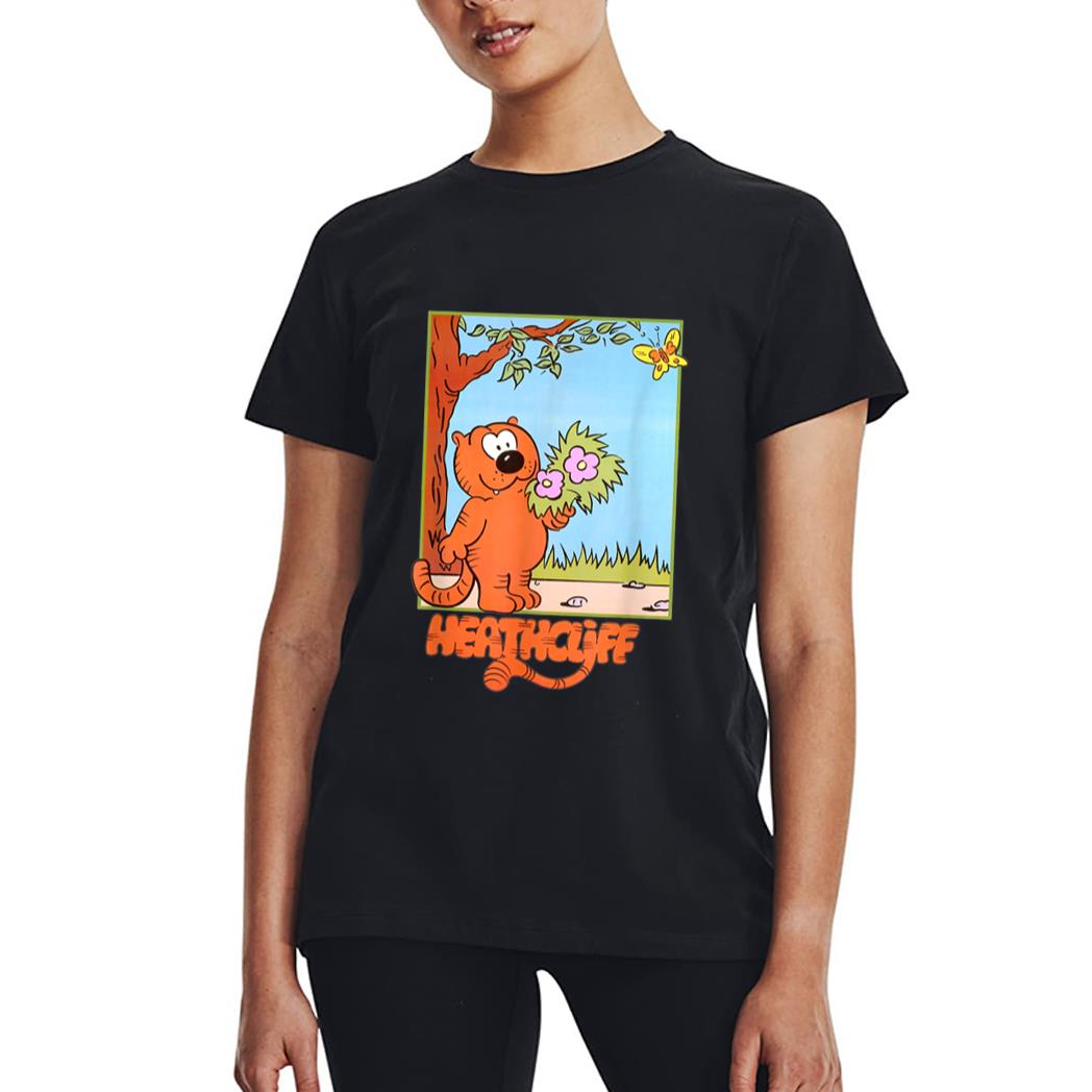 Picture The Orange Cat Holding Flowers So Cute Cartoon Arts Women T-Shirt