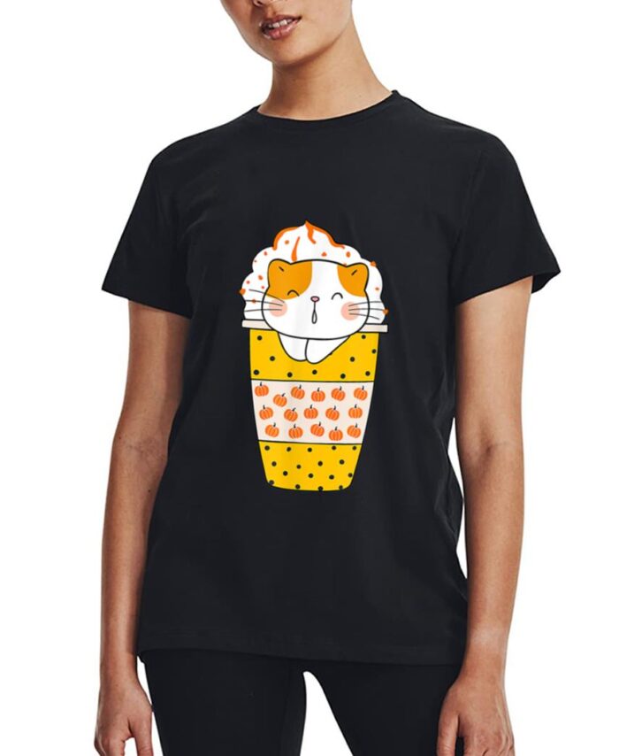 Pumpkin Spice Latte Fall Coffee Pumpkin Spice PSL Cat Women T-Shirt