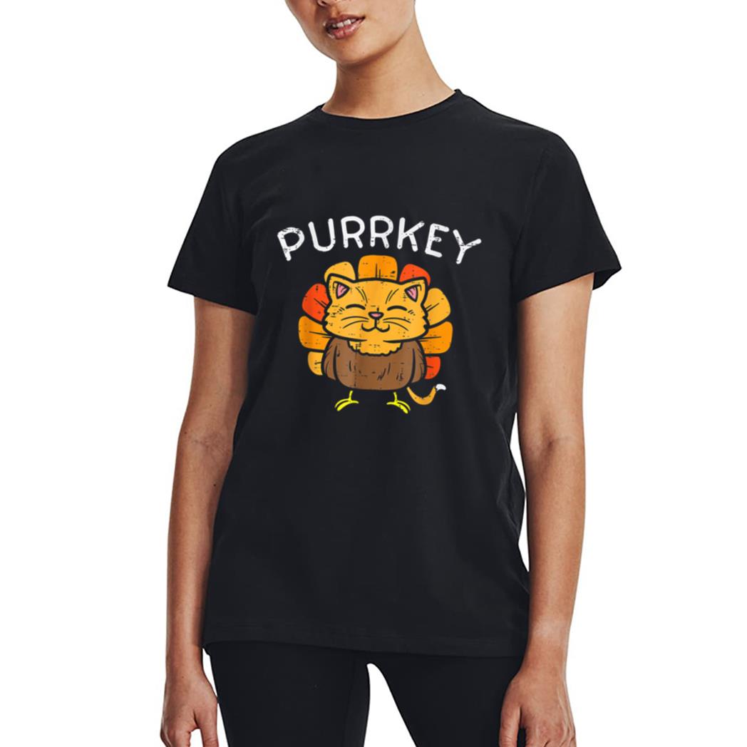 Purrkey Turkey Cat Kitten Funny Thanksgiving Cat Owner Lover Women T-Shirt