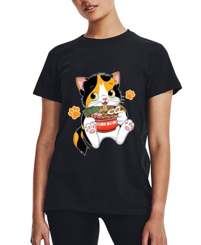 Ramen Cat Anime Kawaii Japanese Merch Gifts Women T-Shirt