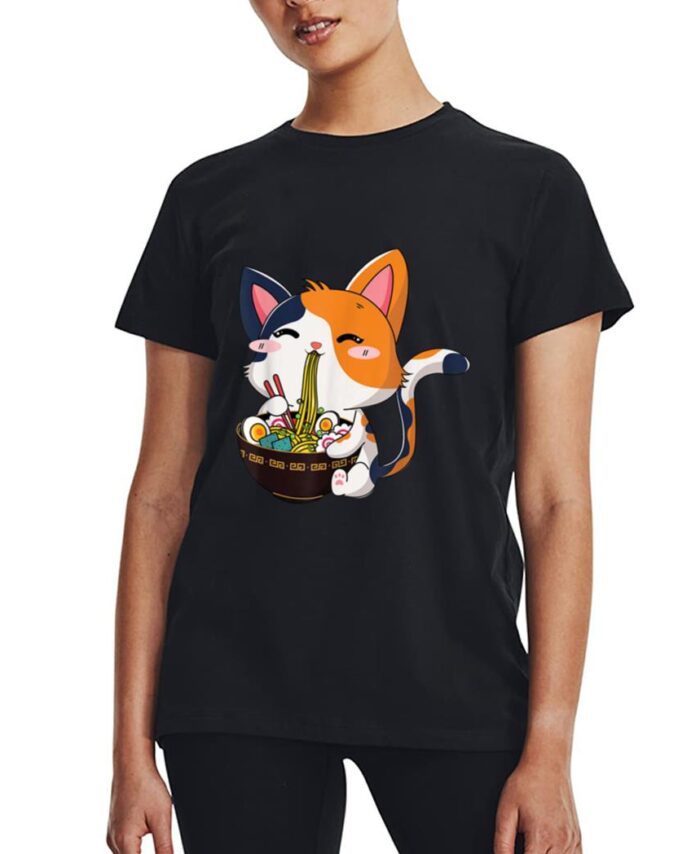 Ramen Cat  Neko Anime Kawaii Cat Lover Women T-Shirt