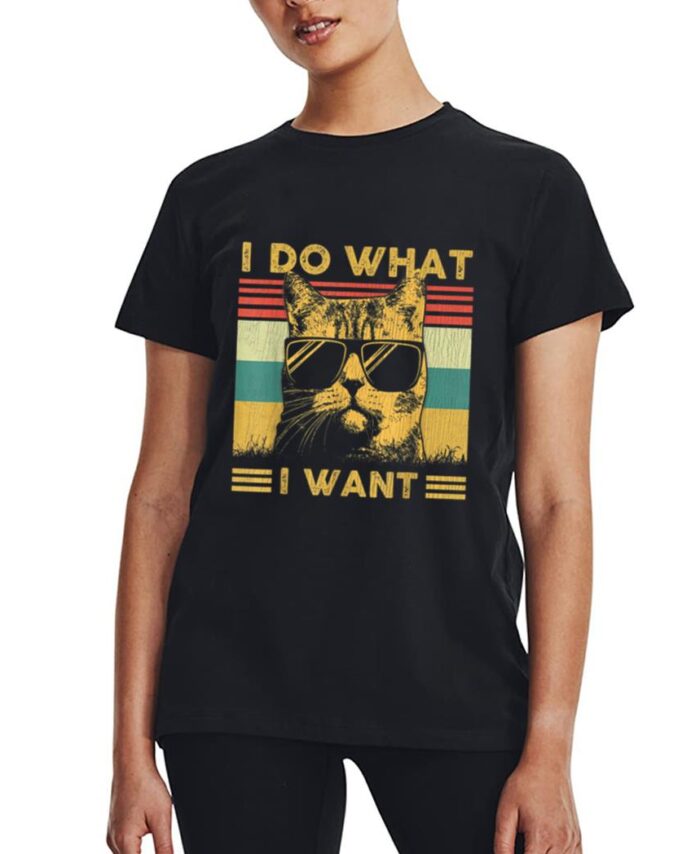 Retro 70s 80s 90s I do what I want cat funny cat lover Women T-Shirt
