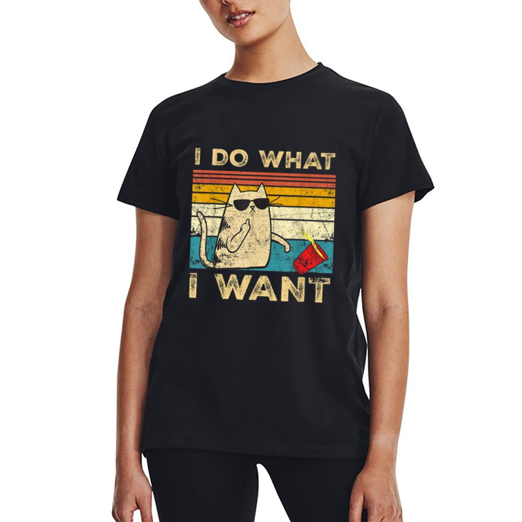 Retro 80s 90s Cat Lovers gifts Funny I Do What I Want Cat Women T-Shirt