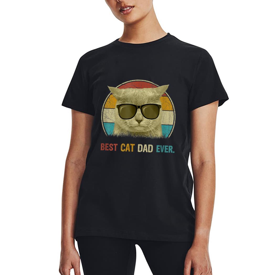 Retro Cat Best Cat Dad Ever Cat Funny Cat Daddy Cat Lover Women T-Shirt