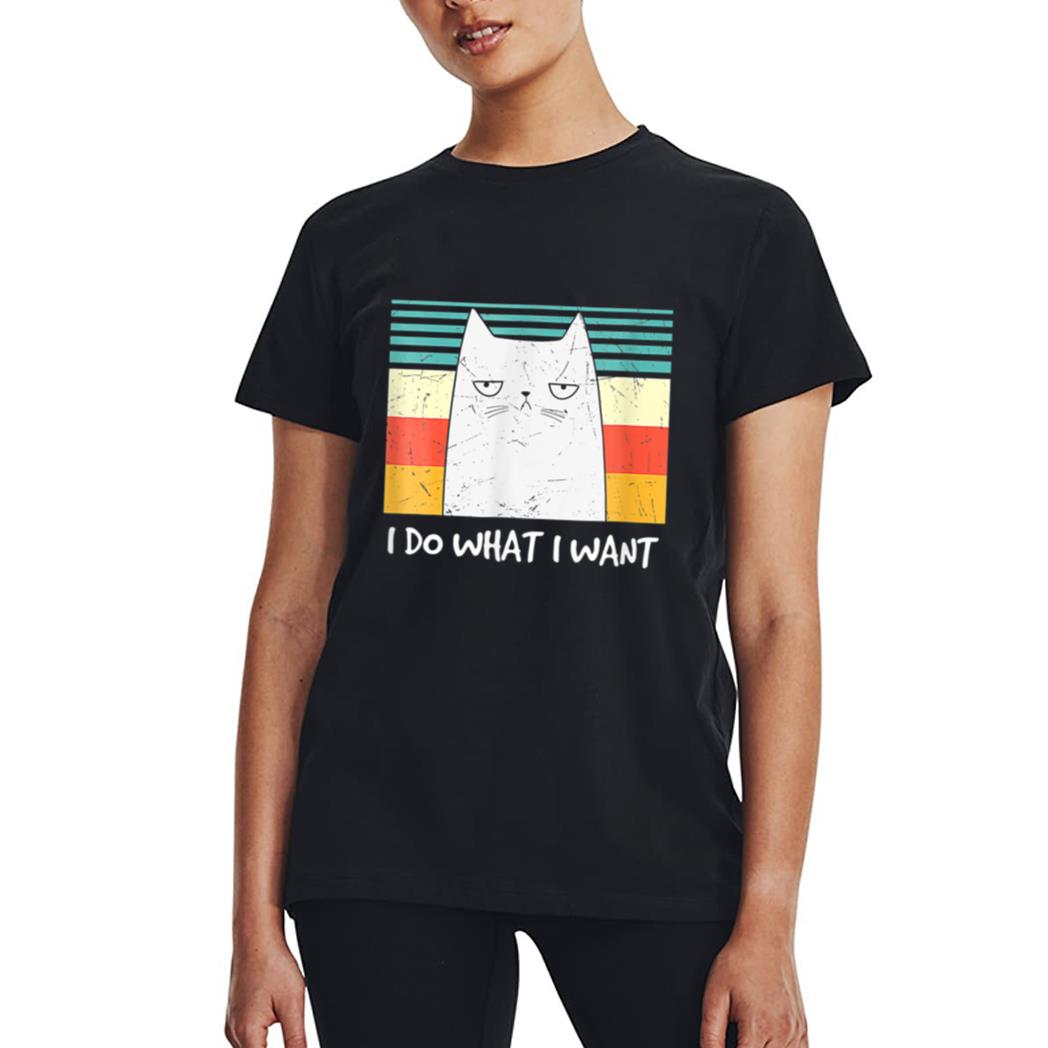 Retro Meow Cat I Do What I Want Funny Black Cat Lovers Women T-Shirt