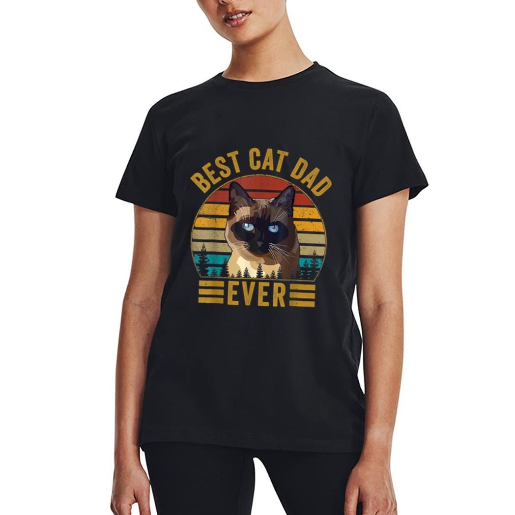 Retro Vintage Best Cat Dad Ever Fathers Day Siamese Cat Women T-Shirt