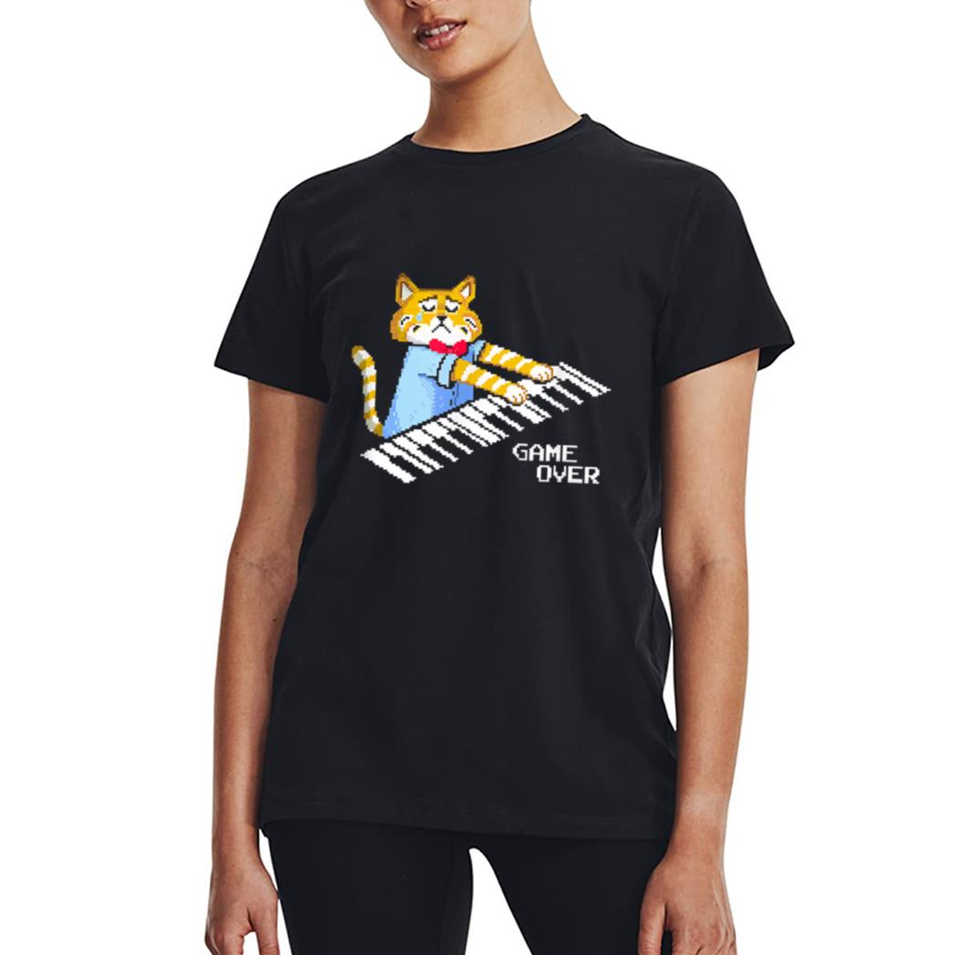 Sad Cat playing keyboard Game Over Women T-Shirt