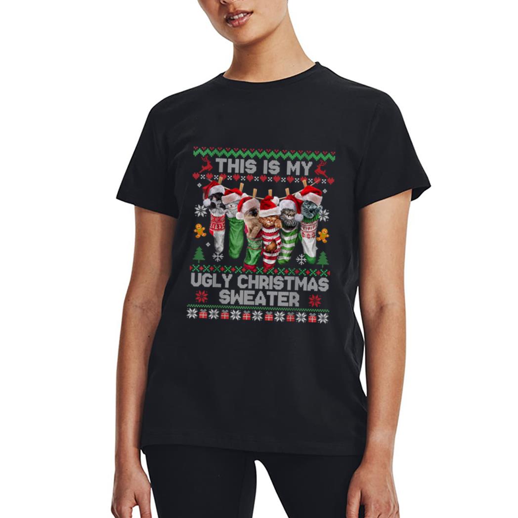 Santa Cats Pajama This is My Ugly Christmas Kittens Sweater Women T-Shirt
