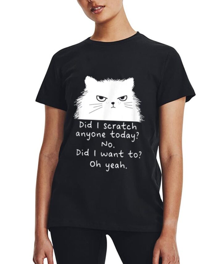 Sarcastic Cat Have I Scratched Anyone Today Black Cat Kitty Women T-Shirt