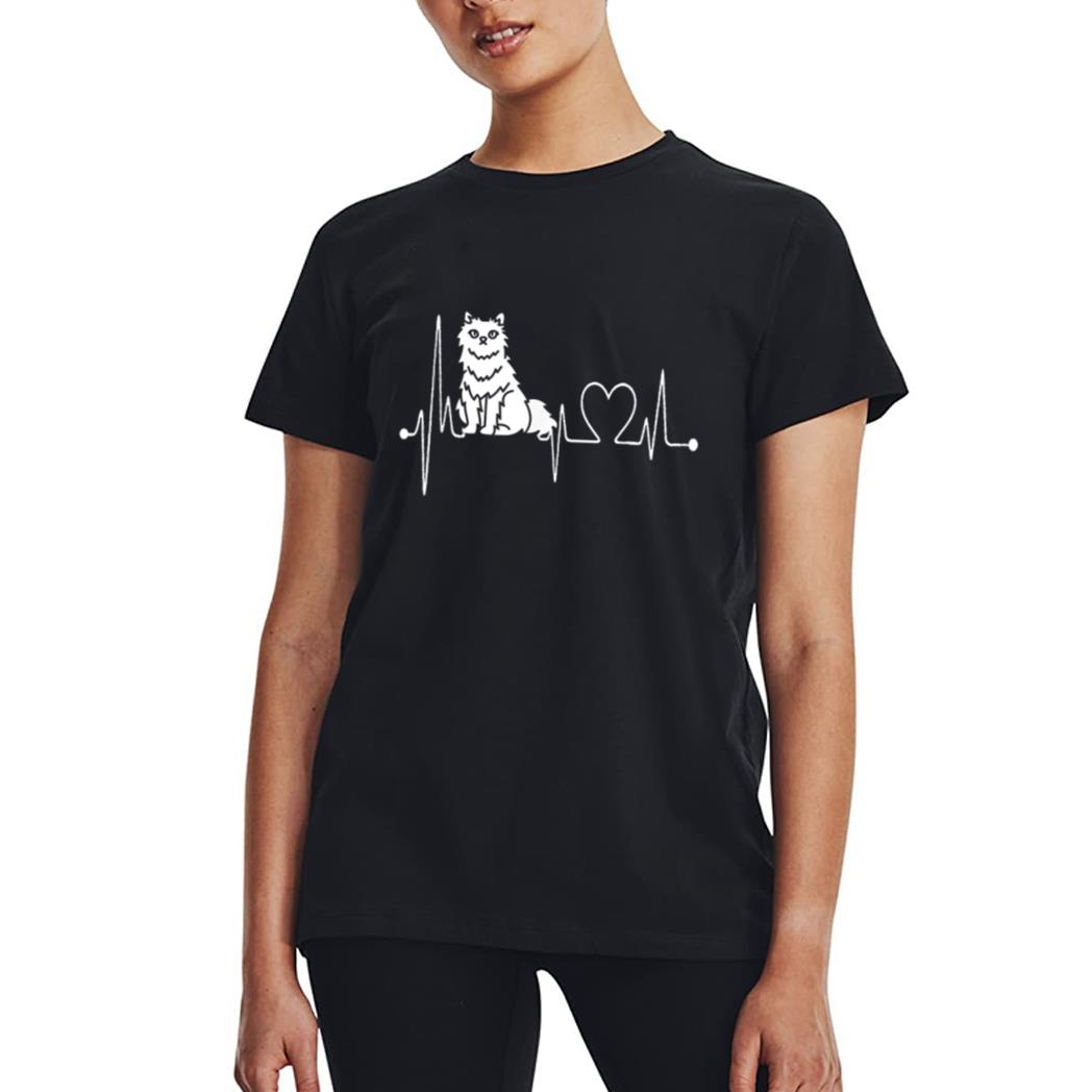 Selkirk Rex Cat Heartbeat EKG Funny Cats Kitten Lovers Women T-Shirt