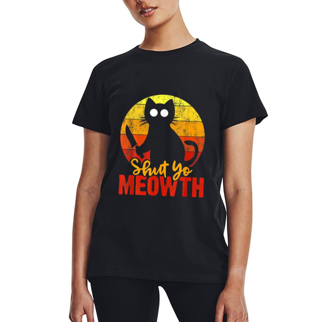 Shut Your Meowth Gory Halloween Cat With Knife Murderous Women T-Shirt