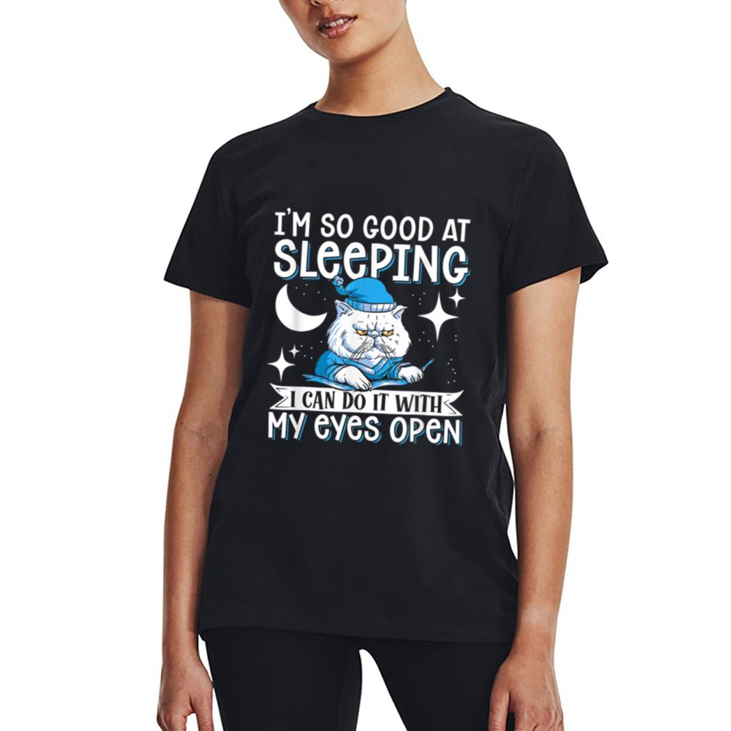 Sleeping Cat With Open Eyes Cat Lover Women T-Shirt
