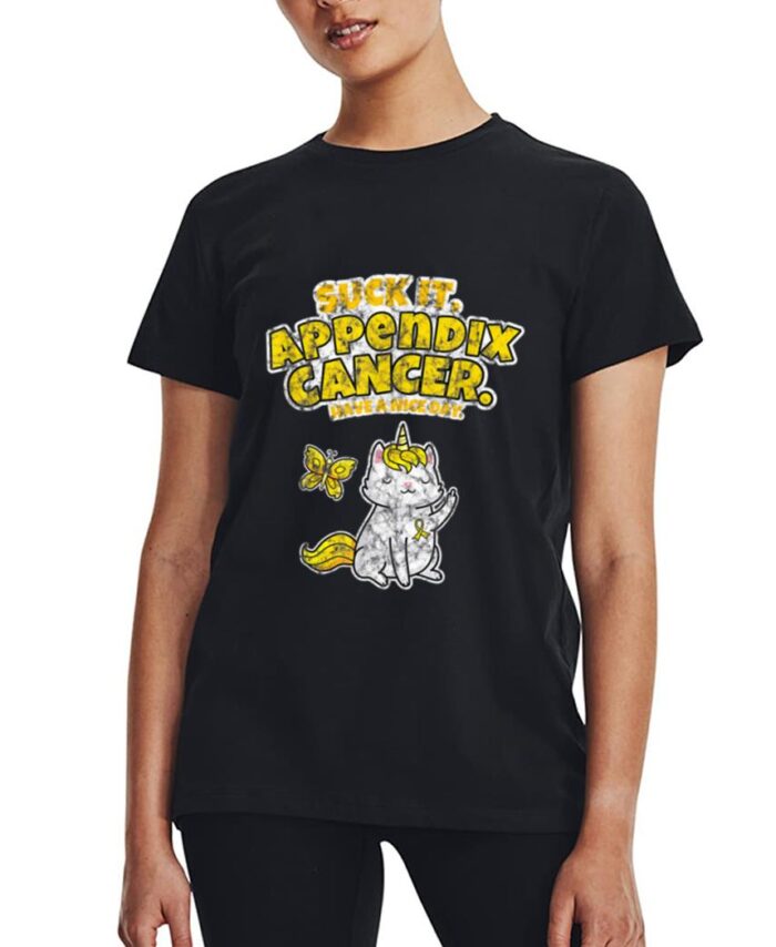 Suck It Appendix Cancer Unicorn Cat Butterfly Women T-Shirt