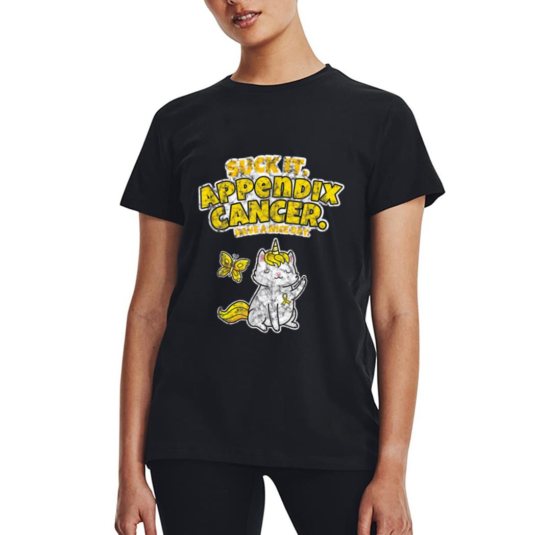 Suck It Appendix Cancer Unicorn Cat Butterfly Women T-Shirt