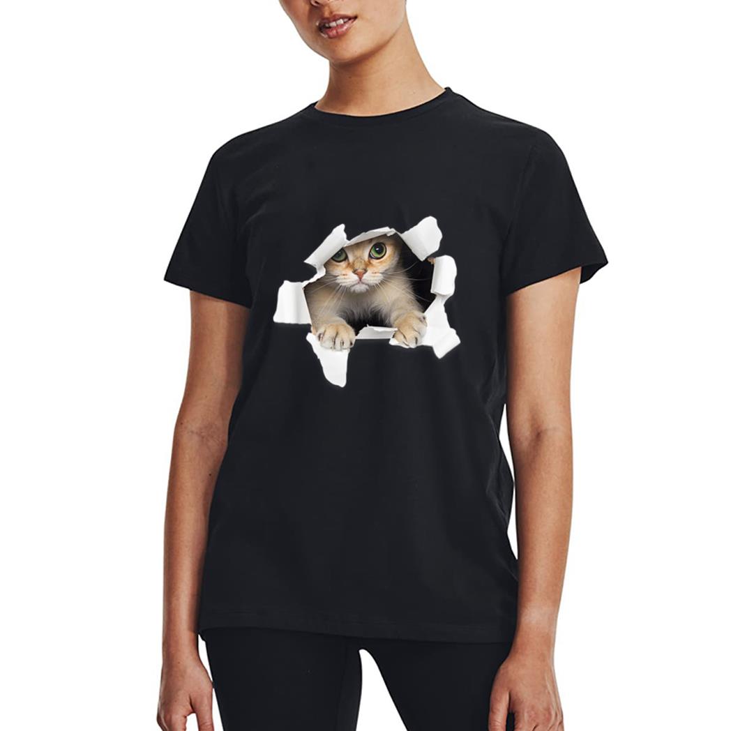 Sweet Kitten Torn Cloth Funny Cat Lover Cat Owner Cat Lady Women T-Shirt