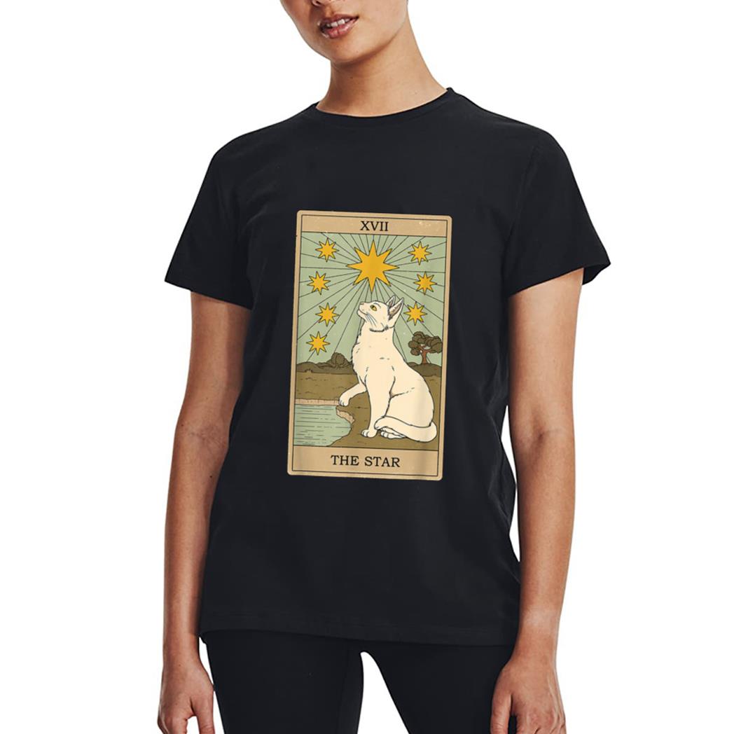 The Star Tarot Card Mermaid Gothic Cat Women T-Shirt