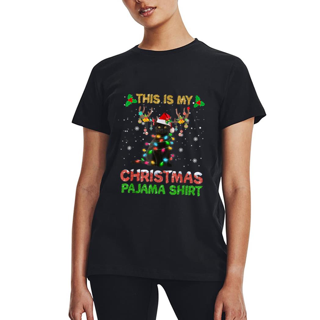 This Is My Christmas Pajama Shirt Black Cat Lover Christmas Women T-Shirt