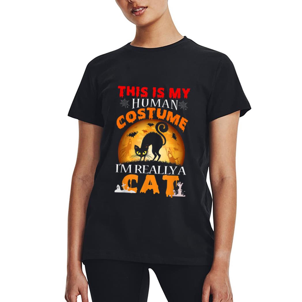 This Is My Human Costume I'm Really A Cat Pumkin Halloween Women T-Shirt