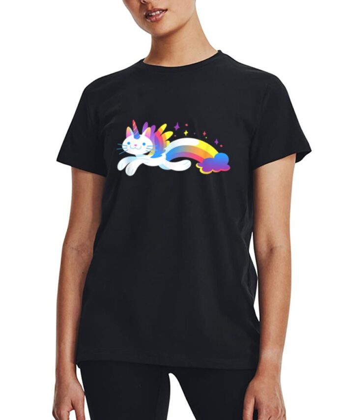 Unicorn Kitty Rainbow  - Flying Unicat Caticorn Women T-Shirt