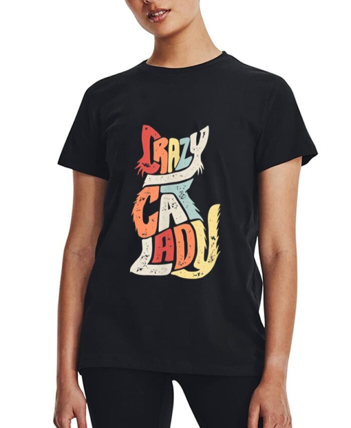 Vintage Crazy Cat Lady Funny Cat Meow Women T-Shirt