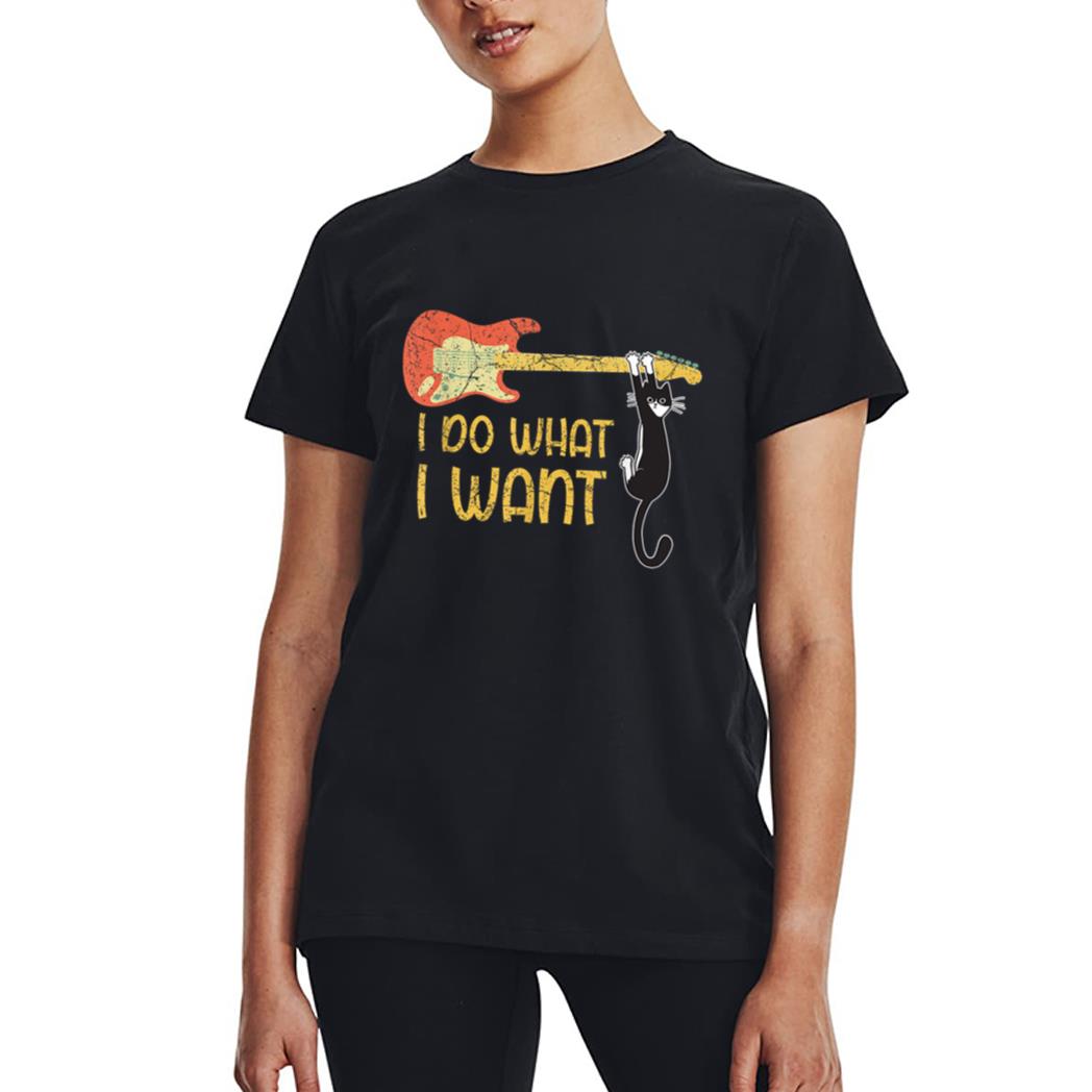 Vintage Guitar and Cat Lover Men Women I do what i want Cat Women T-Shirt